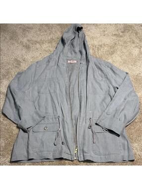 Saint Tropez West Hooded Utility Jacket in Light Blue